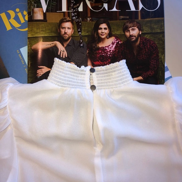 1 STATE Flutter Sleeve Smocked Neck Blouse - Picture 6 of 7